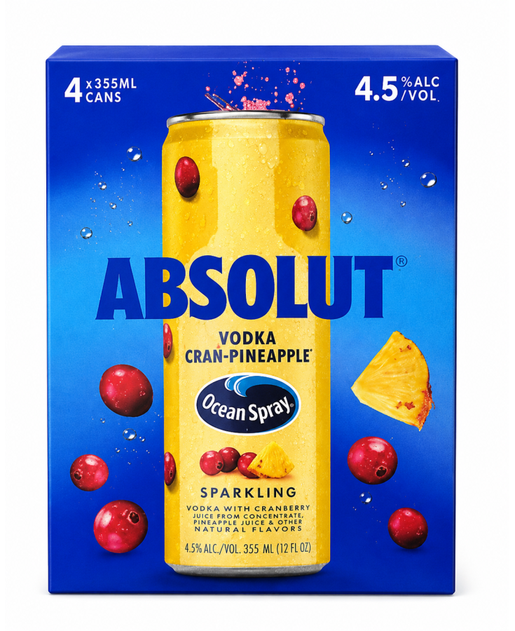 ABSOLUT Vodka CRAN-PINEAPPLE 4PK - 355ML