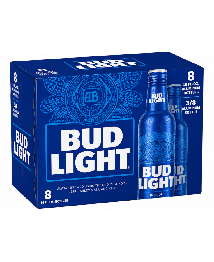 BUD LIGHT 3/8 ALUM. BOTTLE - 16OZ - 8-PACK