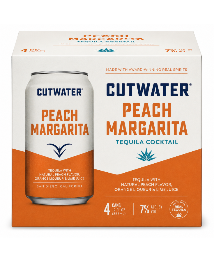 CUT WATER PEACH MARGARITA - 12OZ - 4-PACK