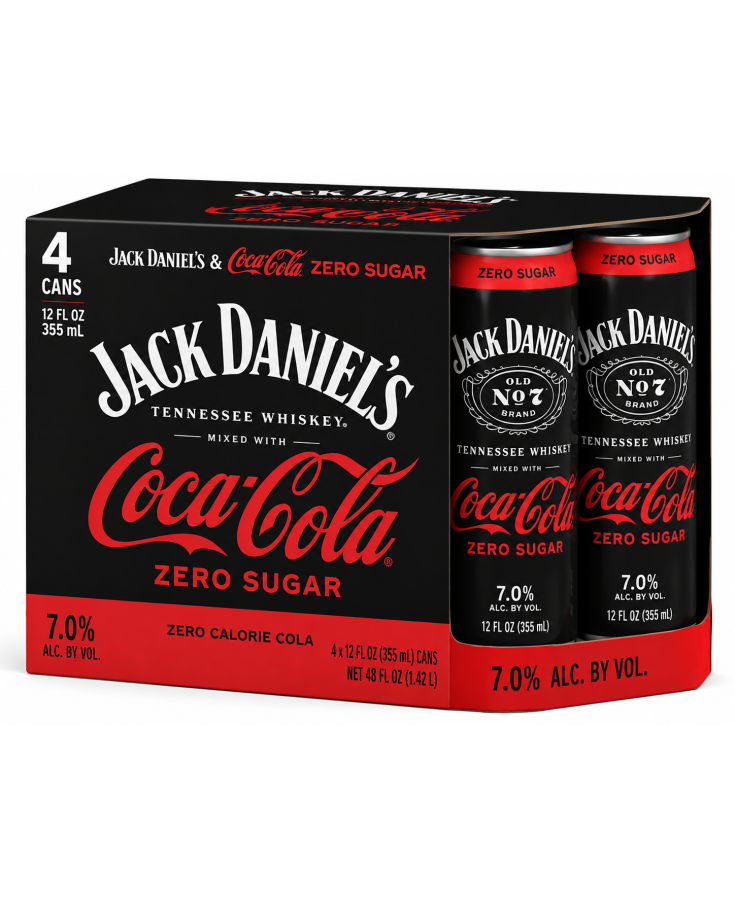 JACK DANIELS COCA COLA ZERO SUGAR - 12OZ - 4-PACK