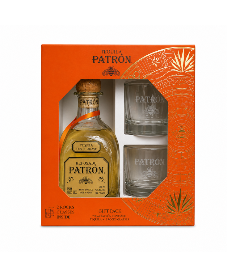 PATRON TEQUILA GIFT PACK RAPOSADO - 750ML - SINGLE