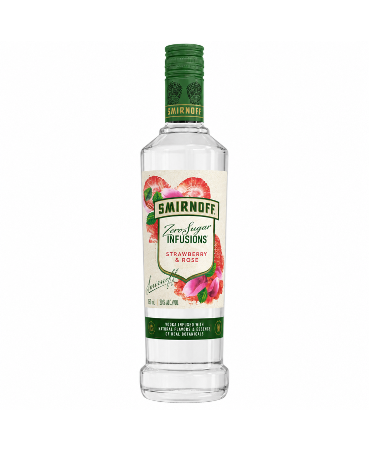 SMIRNOFF ZERO SUGAR STRAWBERRY/ROSE - 750ML